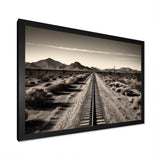 Rail Track In Monochrome Canyon - Train Canvas Wall Art