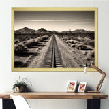 Rail Track In Monochrome Canyon - Train Canvas Wall Art
