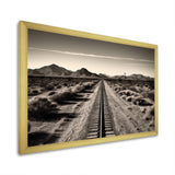 Rail Track In Monochrome Canyon - Train Canvas Wall Art