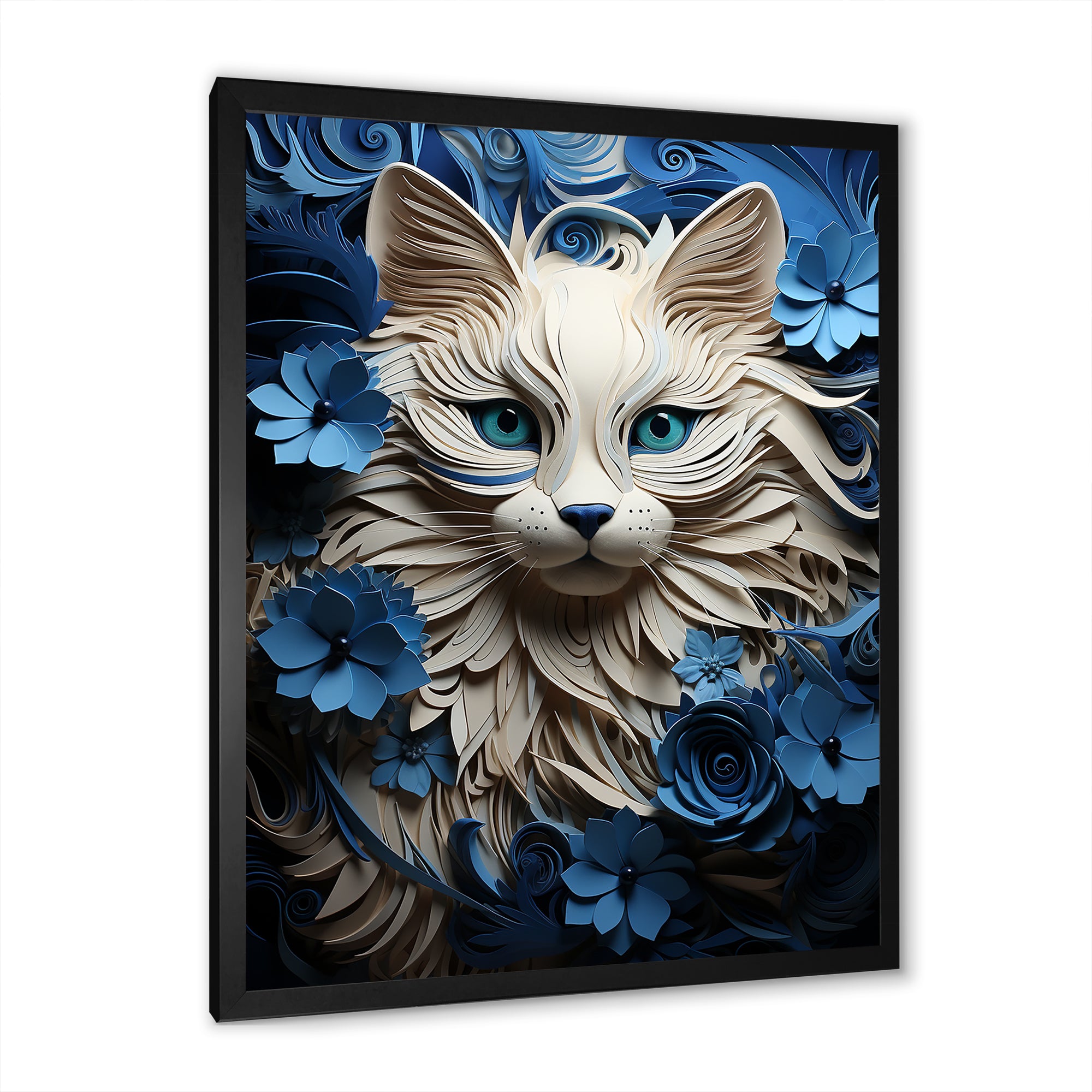White And Blue Birman Bliss Cat - White Cat Wall Art