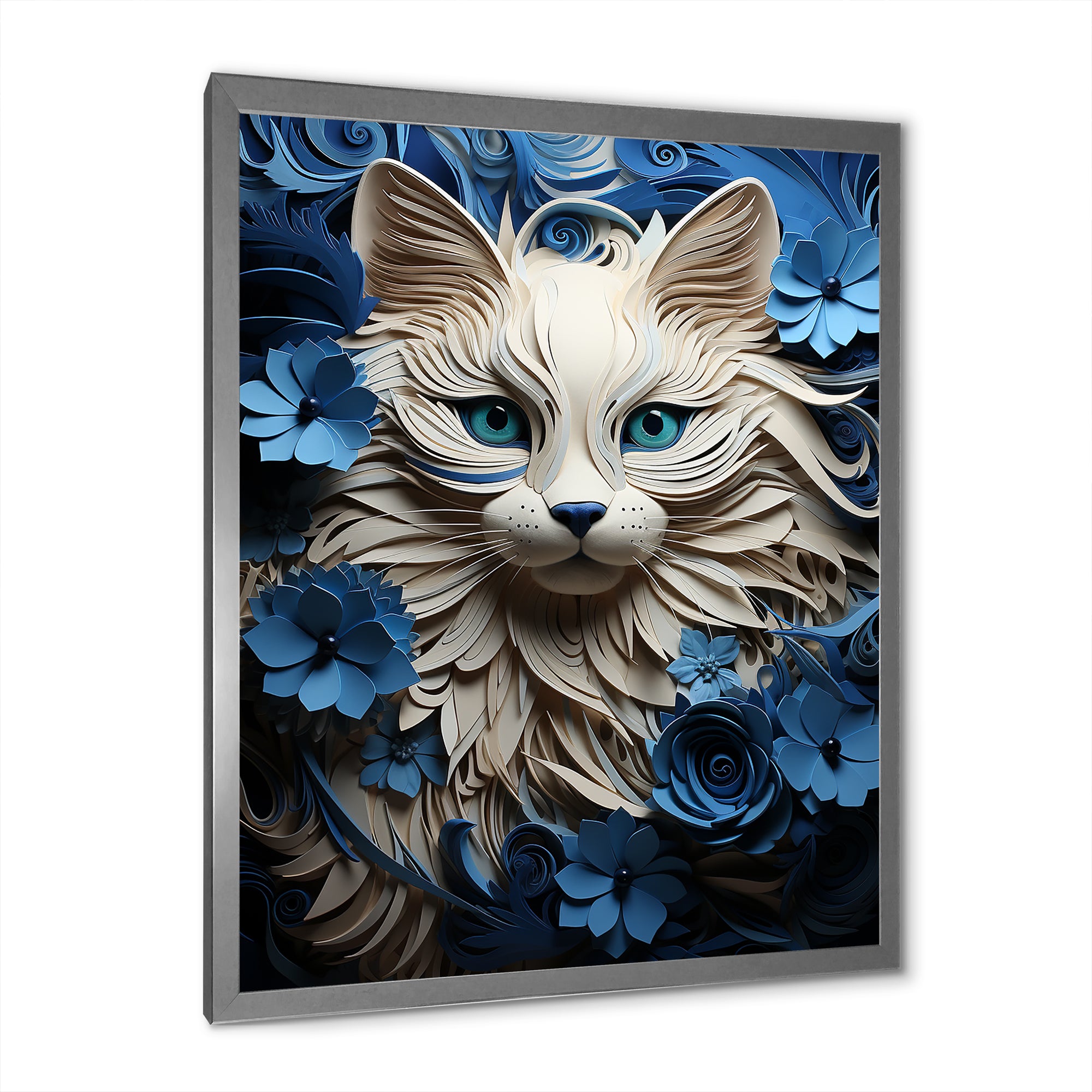 White And Blue Birman Bliss Cat - White Cat Wall Art
