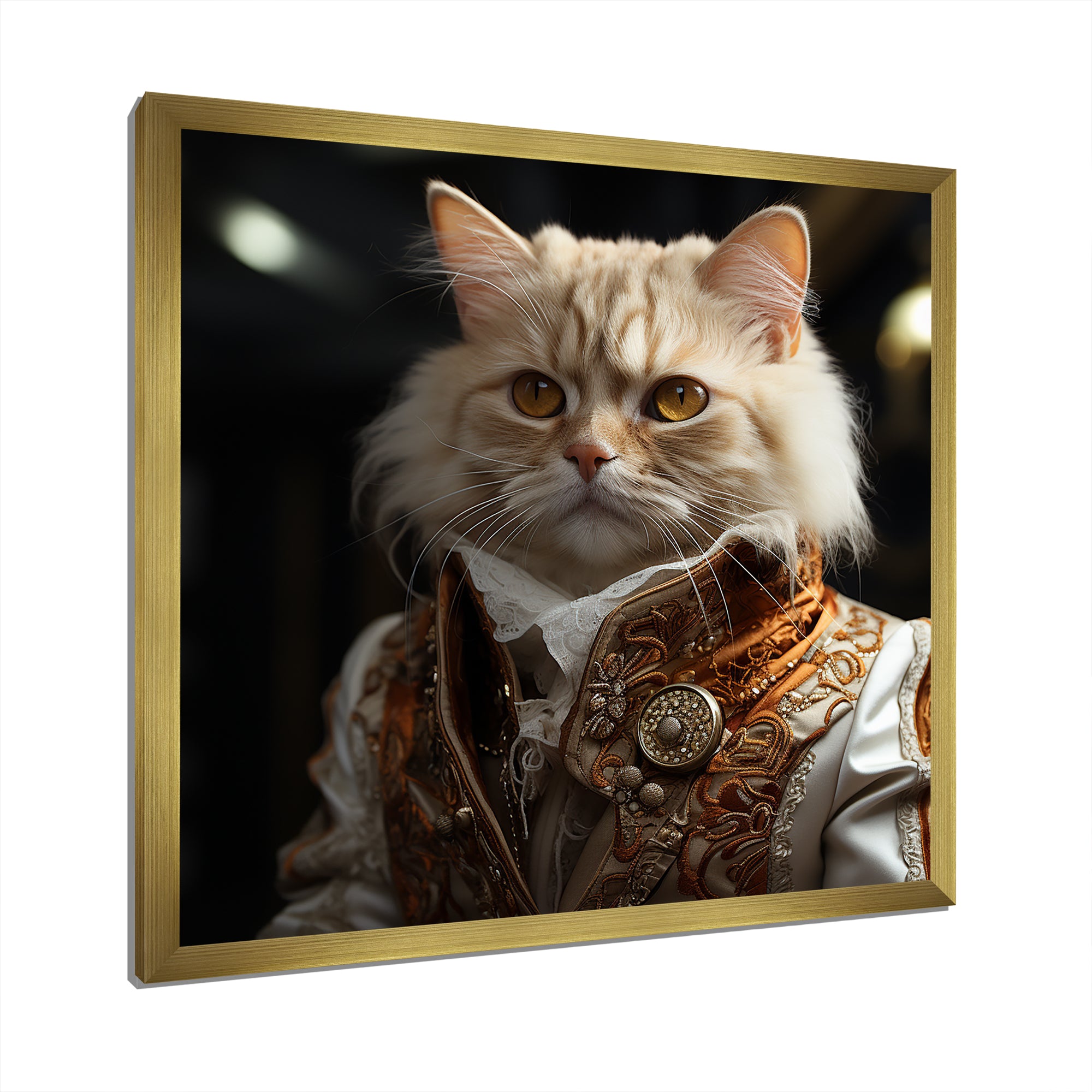 Elegance Cat Dressed In Suit - Beige Cat Wall Art
