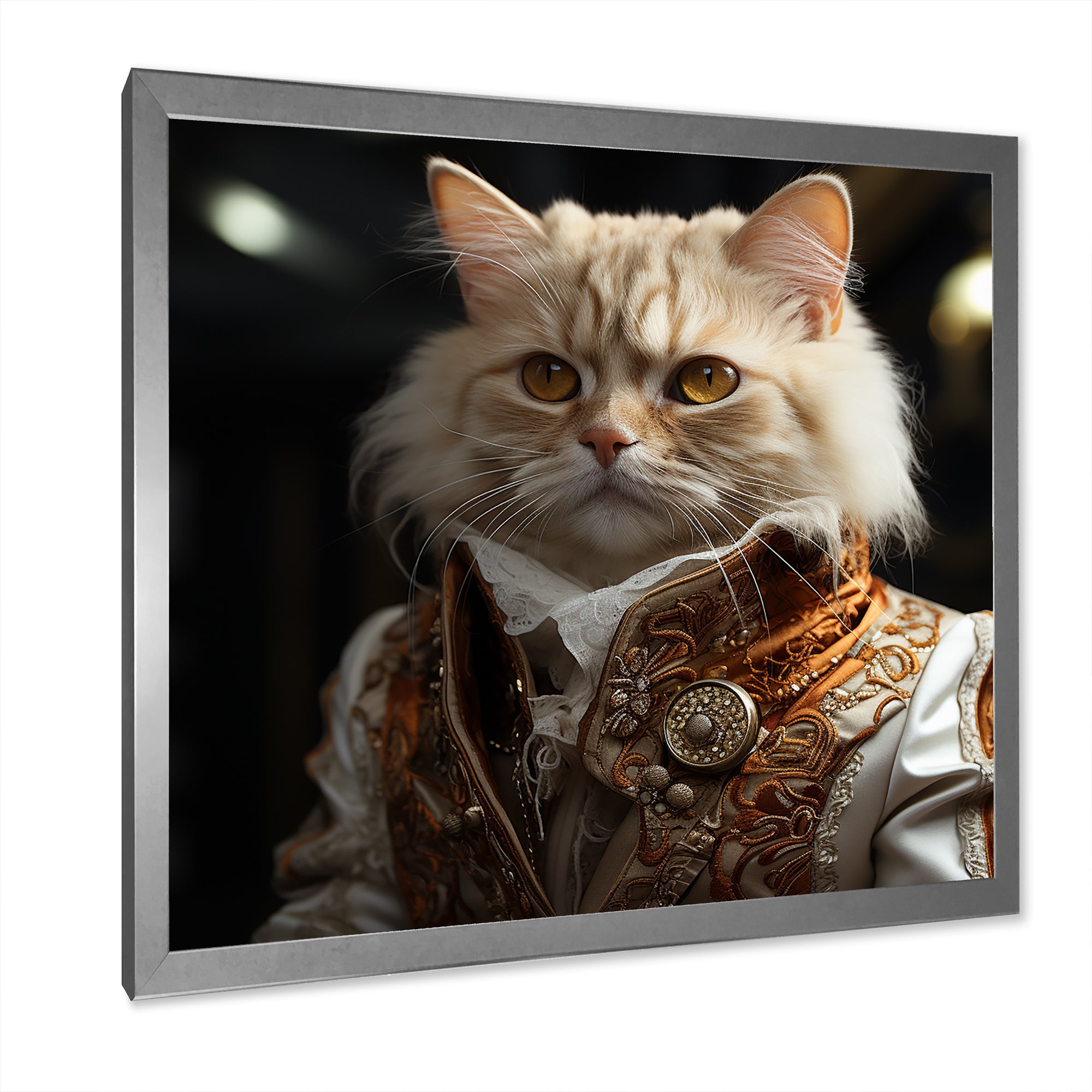 Elegance Cat Dressed In Suit - Beige Cat Wall Art