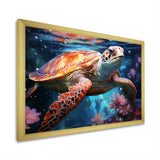 Oceanic Turtle Elegance - Coral Turtle Wall Art