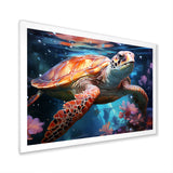 Oceanic Turtle Elegance - Coral Turtle Wall Art