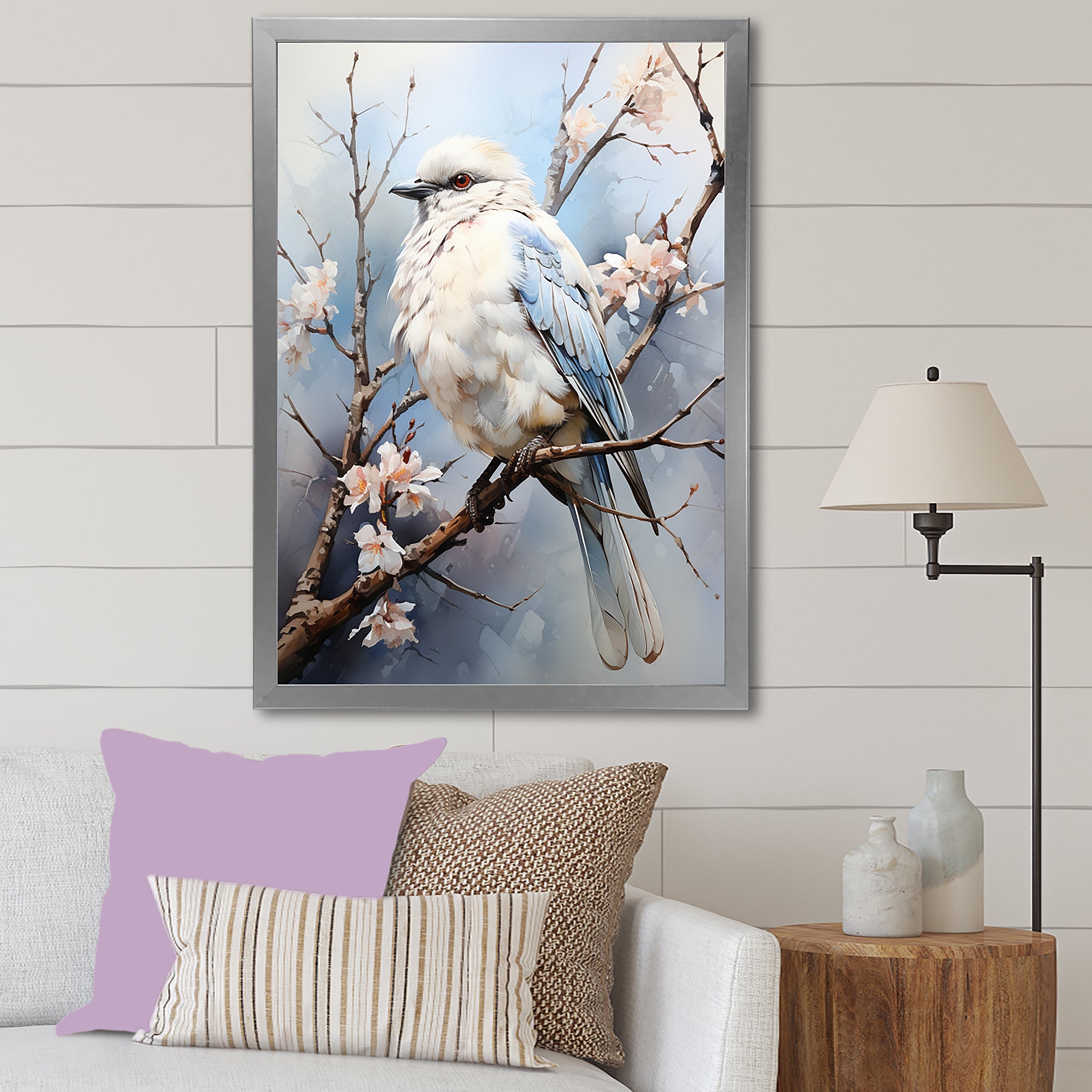 Peaceful Winged Beauty - Bird Floral Living Room Wall Art