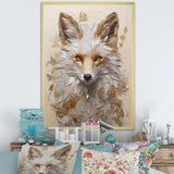 Minimalism Beige Fox Portait I - Animals Canvas Wall Art