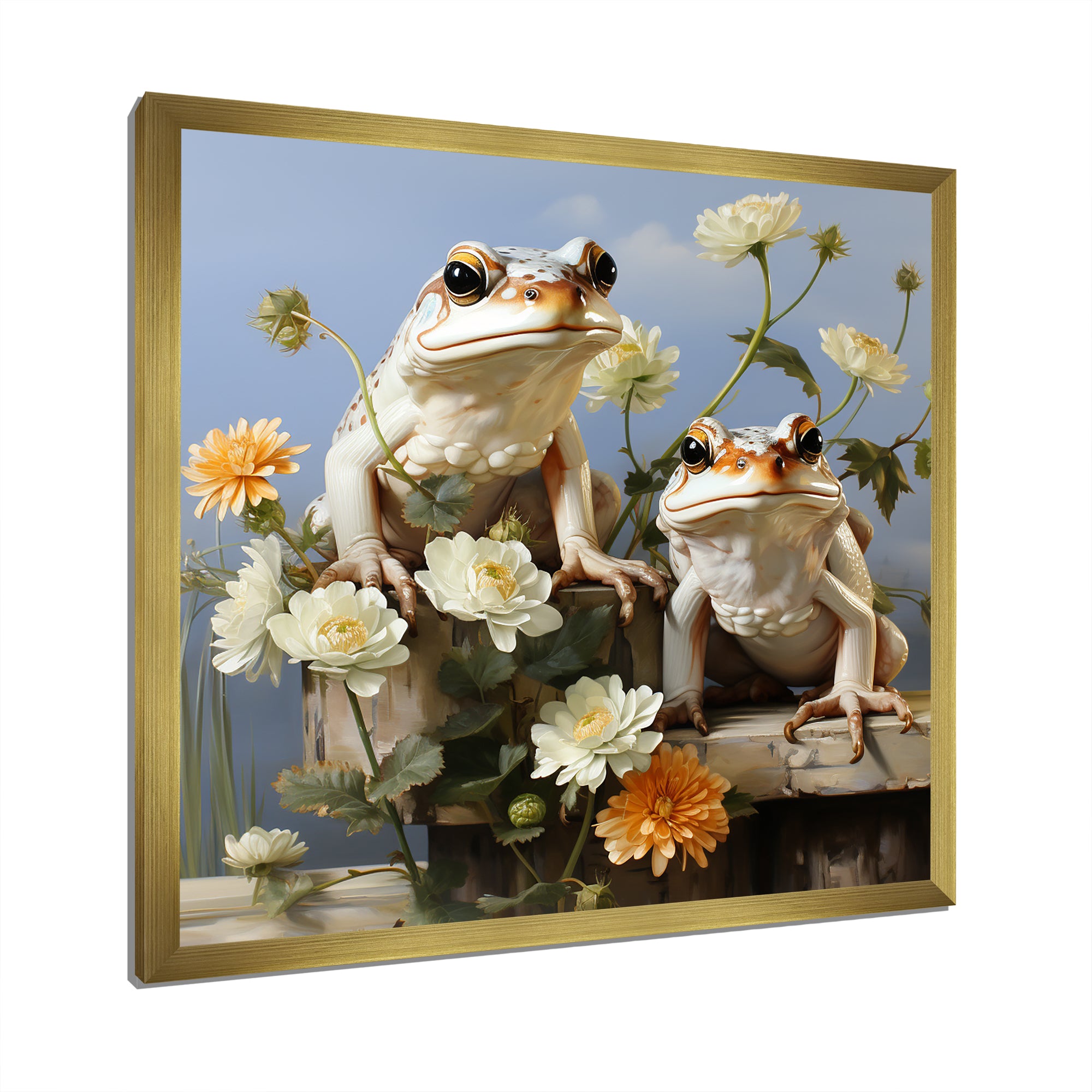 Contemporary Frog Serenity - Green Frog Wall Art