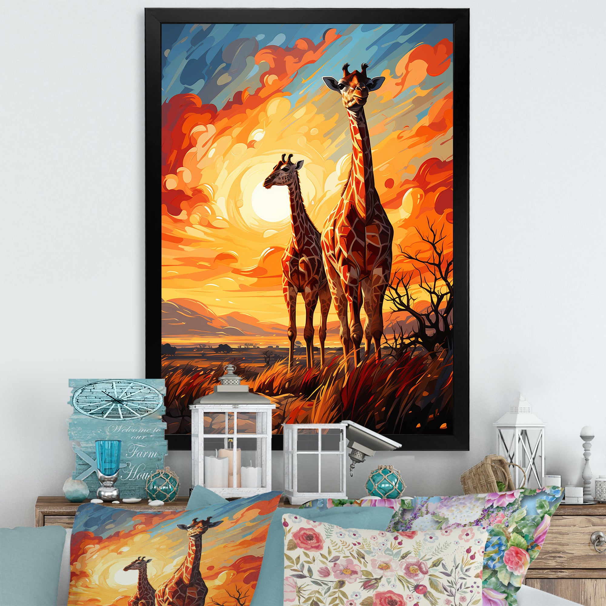 Giraffe African Horizon - Giraffe Wall Art Prints