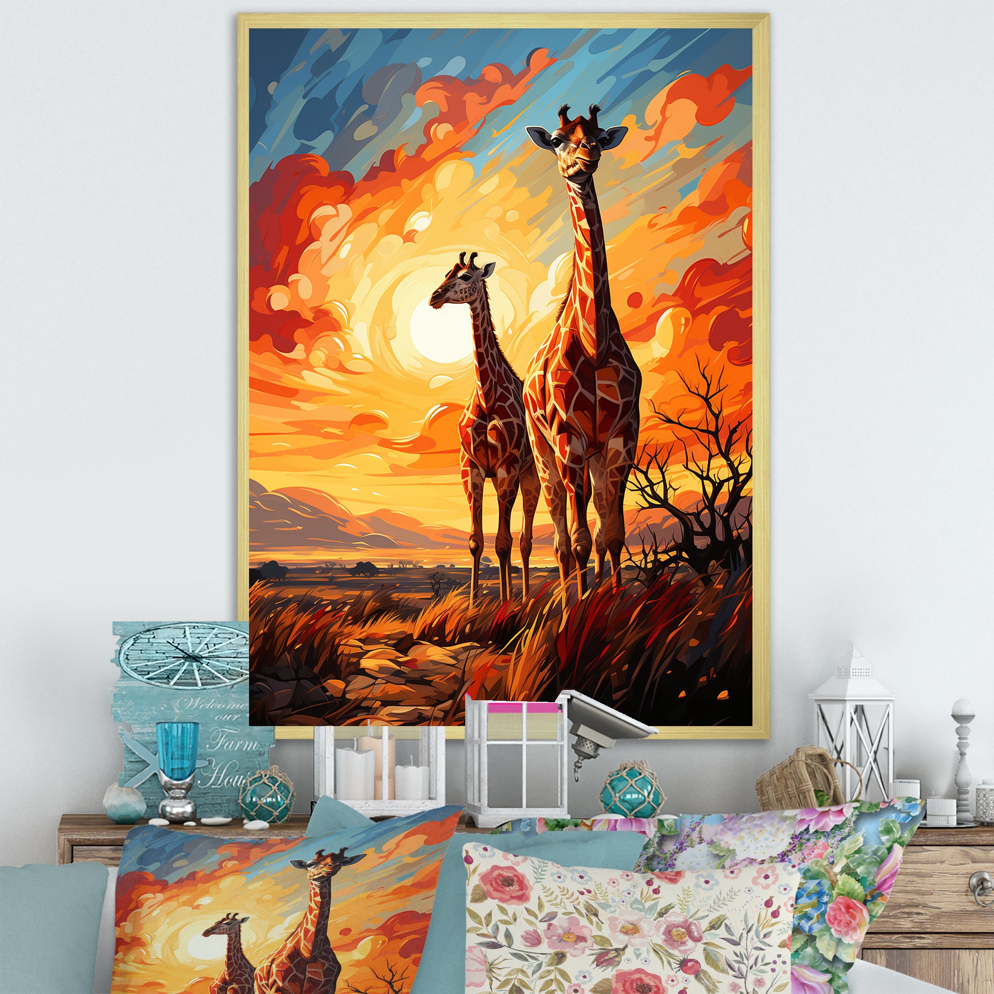 Giraffe African Horizon - Giraffe Wall Art Prints