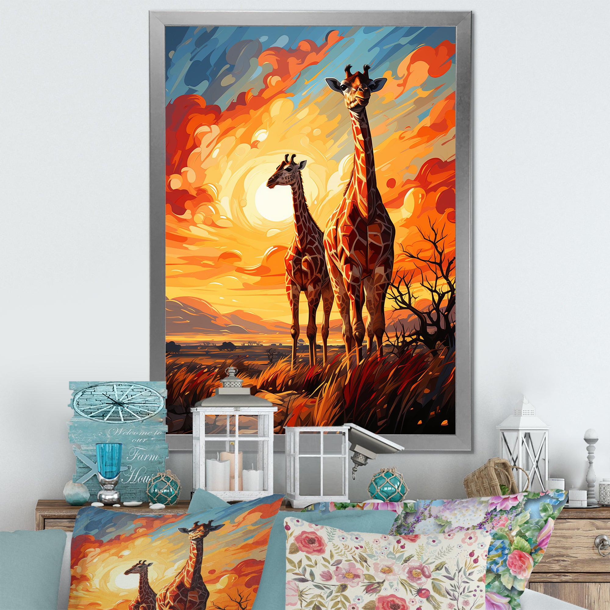 Giraffe African Horizon - Giraffe Wall Art Prints