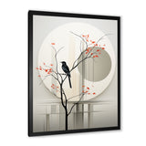 Grey Japanese Bird Ink Portrait - Gray Bird Wall Art