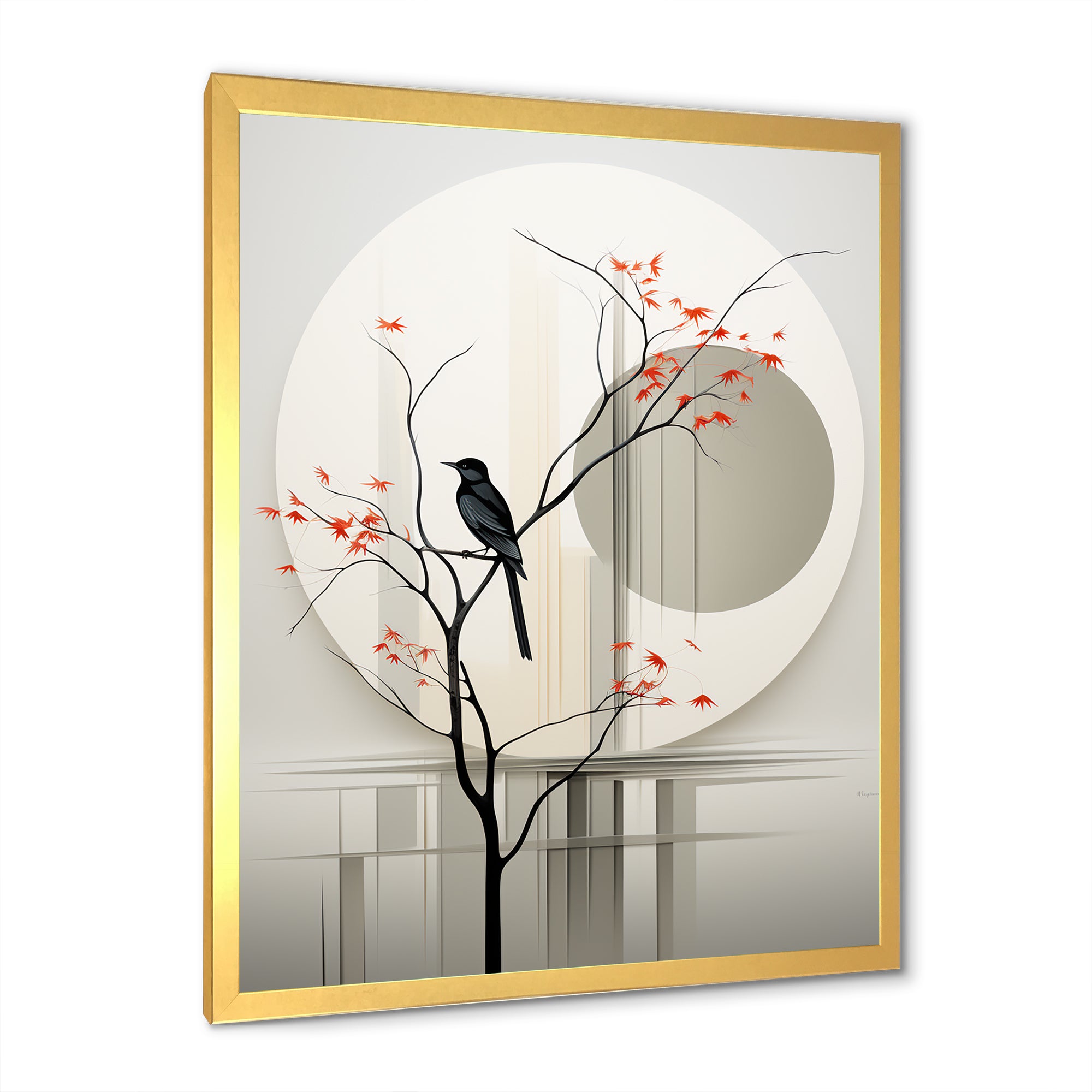 Grey Japanese Bird Ink Portrait - Gray Bird Wall Art