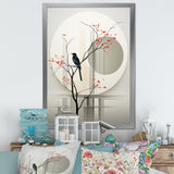 Grey Japanese Bird Ink Portrait - Gray Bird Wall Art