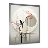 Grey Japanese Bird Ink Portrait - Gray Bird Wall Art