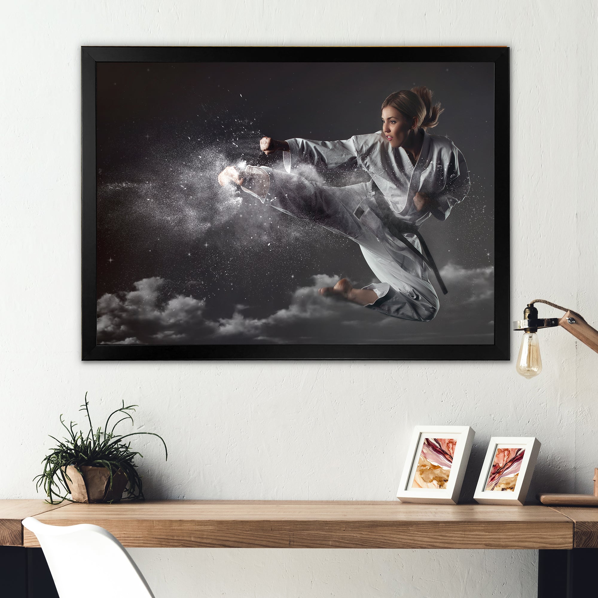 In Air Karate Martial Art Kick - Martial Arts Canvas Wall Art