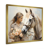 Playful Flower Horse Beauty - Beige Horse Wall Art