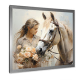 Playful Flower Horse Beauty - Beige Horse Wall Art
