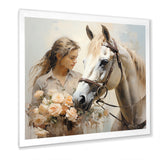 Playful Flower Horse Beauty - Beige Horse Wall Art