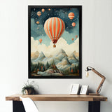 A Classic Art Study Of A Hot Air Balloon In Flight Mountain View - Hot Air Balloon Canvas Wall Art