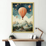 A Classic Art Study Of A Hot Air Balloon In Flight Mountain View - Hot Air Balloon Canvas Wall Art