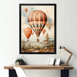 A Classic Art Study Of A Hot Air Balloon In Flight Wilderness - Hot Air Balloon Canvas Wall Art