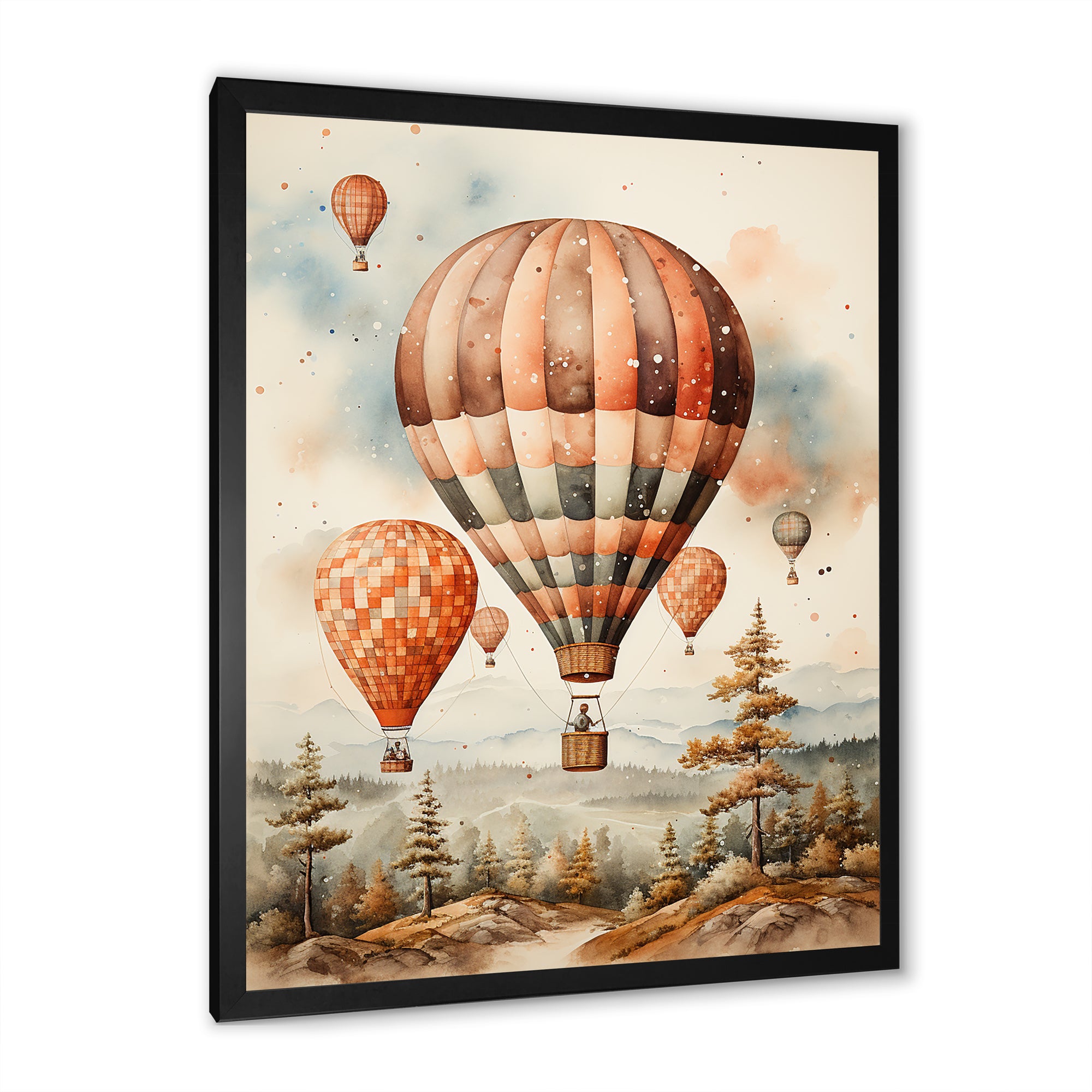 A Classic Art Study Of A Hot Air Balloon In Flight Wilderness - Hot Air Balloon Canvas Wall Art