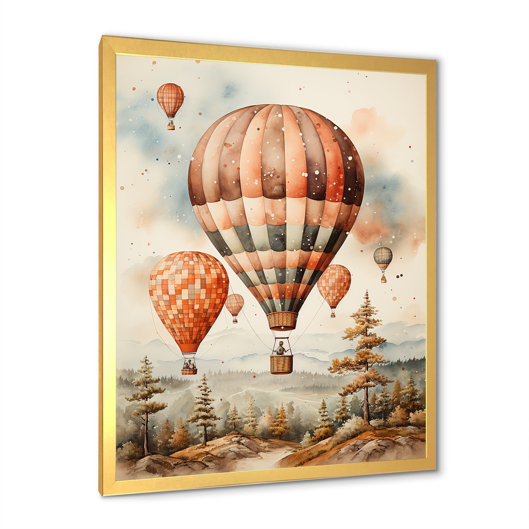 A Classic Art Study Of A Hot Air Balloon In Flight Wilderness - Hot Air Balloon Canvas Wall Art