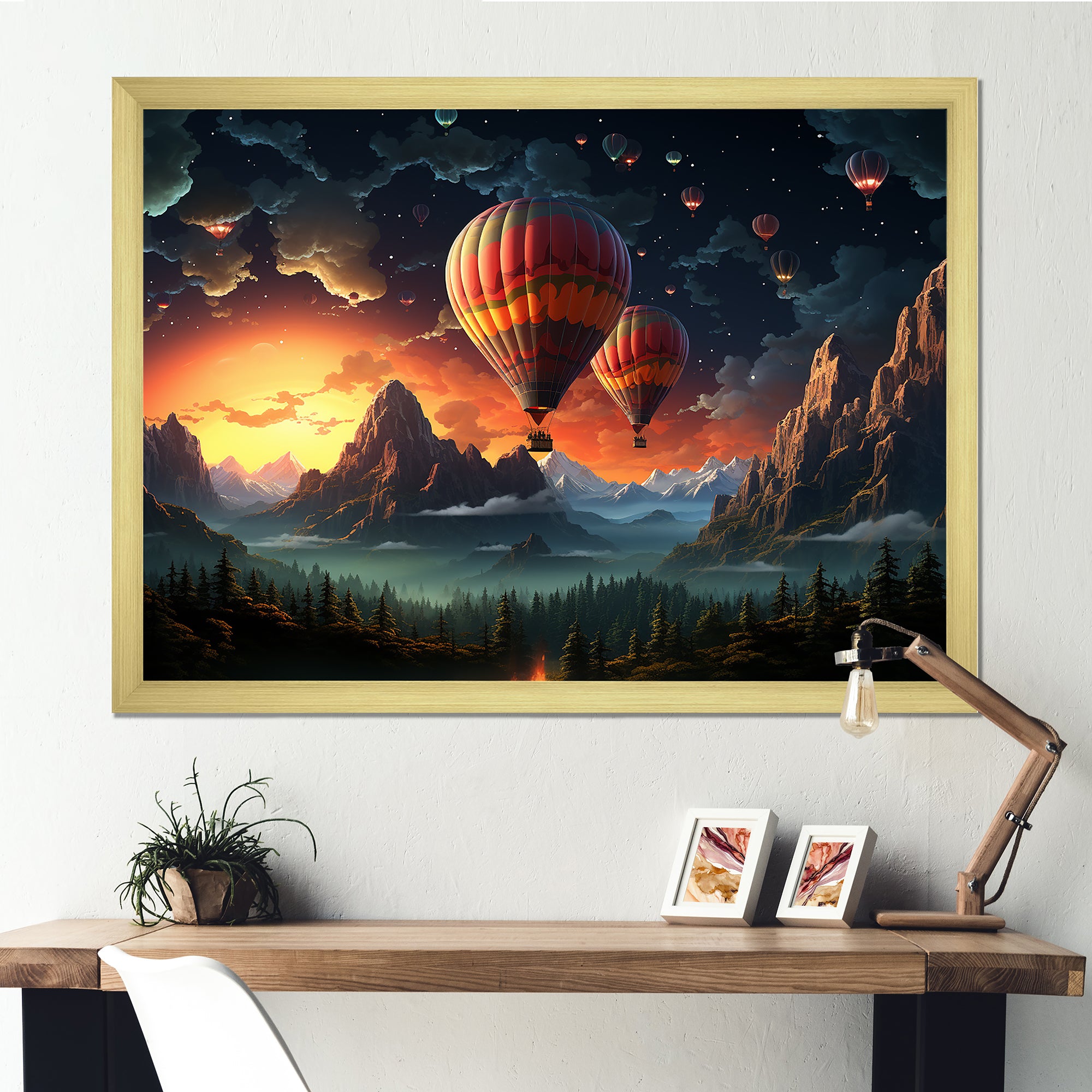 Hot Air Balloon Cosmic Magic - Hot Air Balloon Canvas Wall Art
