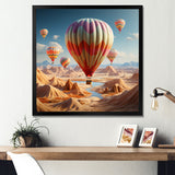 A Cubist Interpretation Of Hot Air Balloons In The Desert - Hot Air Balloon Canvas Wall Art