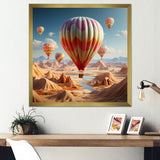 A Cubist Interpretation Of Hot Air Balloons In The Desert - Hot Air Balloon Canvas Wall Art