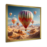 A Cubist Interpretation Of Hot Air Balloons In The Desert - Hot Air Balloon Canvas Wall Art