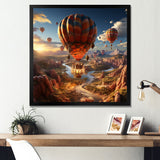 A Fantasy Art Depiction Of Hot Air Balloons - Hot Air Balloon Canvas Wall Art