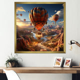 A Fantasy Art Depiction Of Hot Air Balloons - Hot Air Balloon Canvas Wall Art