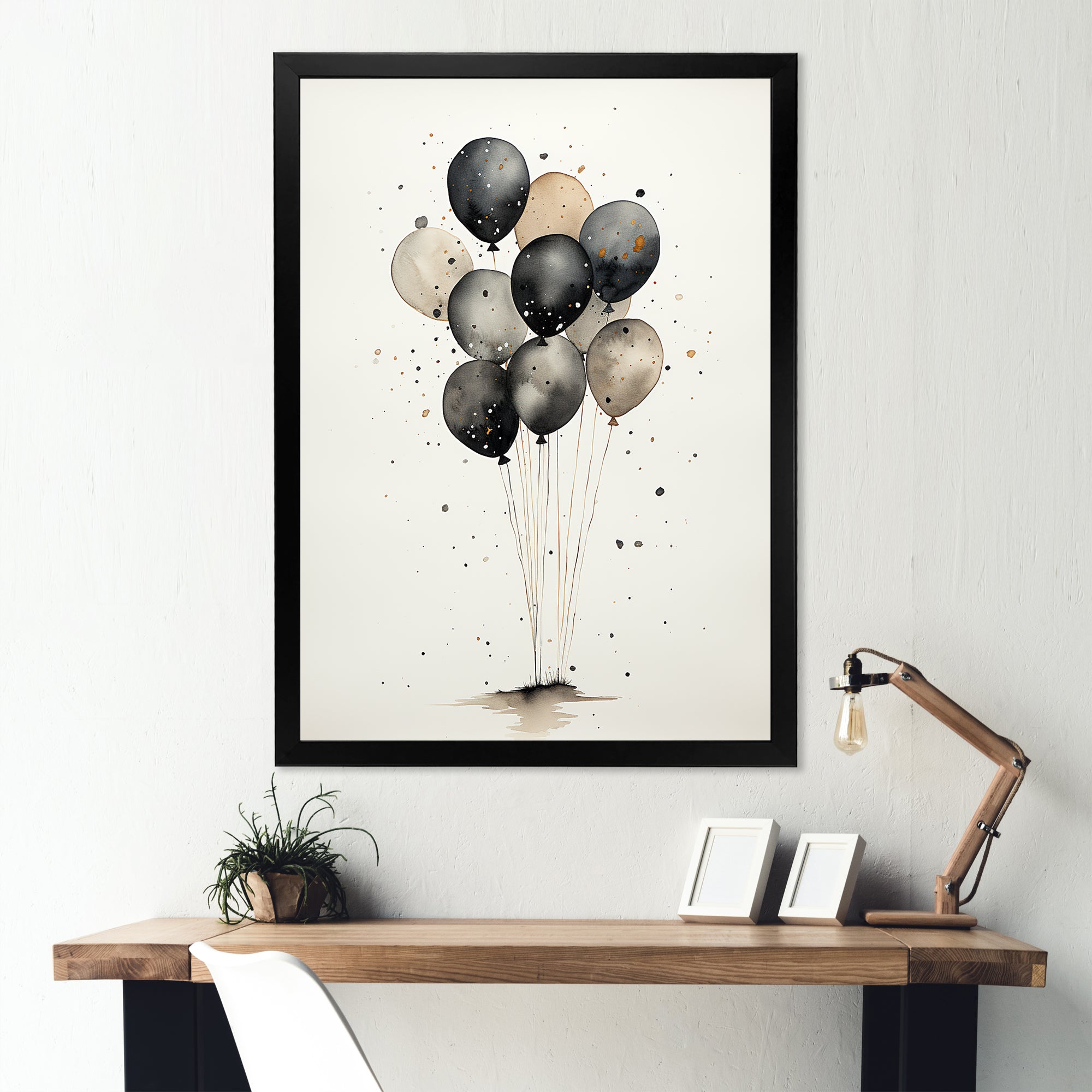 Minimalist Depiction Of Balloons - Hot Air Balloon Canvas Wall Art