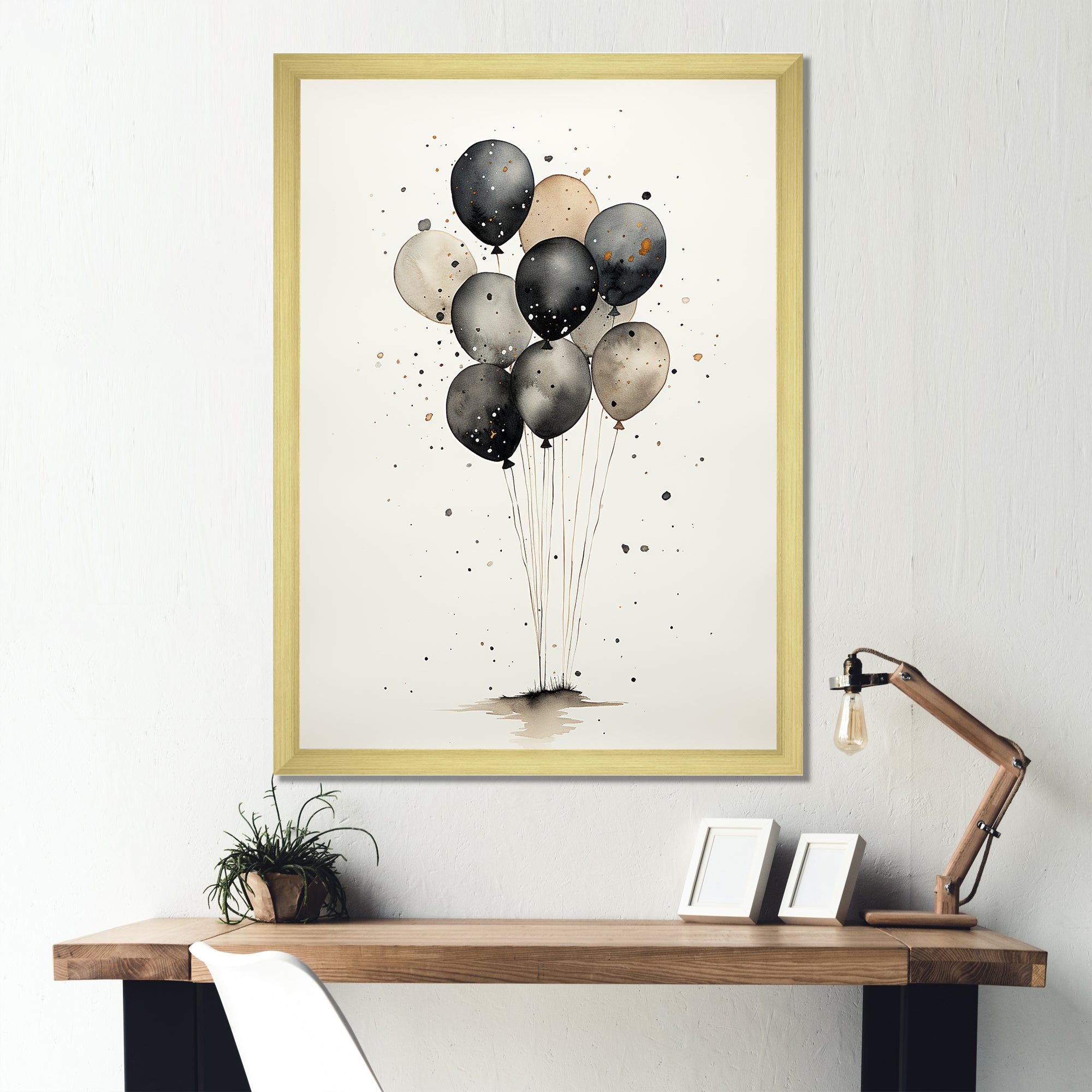 Minimalist Depiction Of Balloons - Hot Air Balloon Canvas Wall Art
