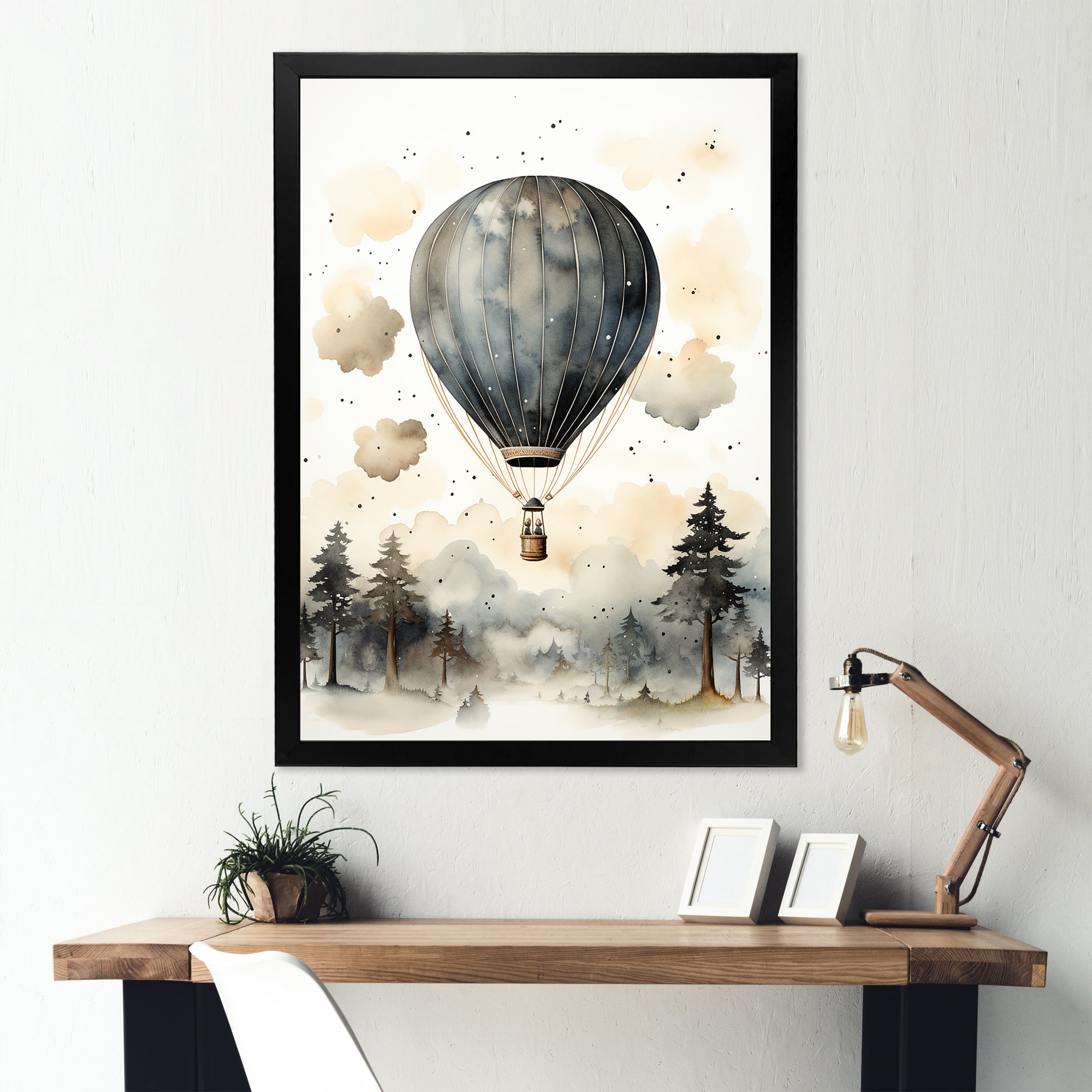 Minimalist Depiction Of A Hot Air Balloons Sky Magic - Hot Air Balloon Canvas Wall Art