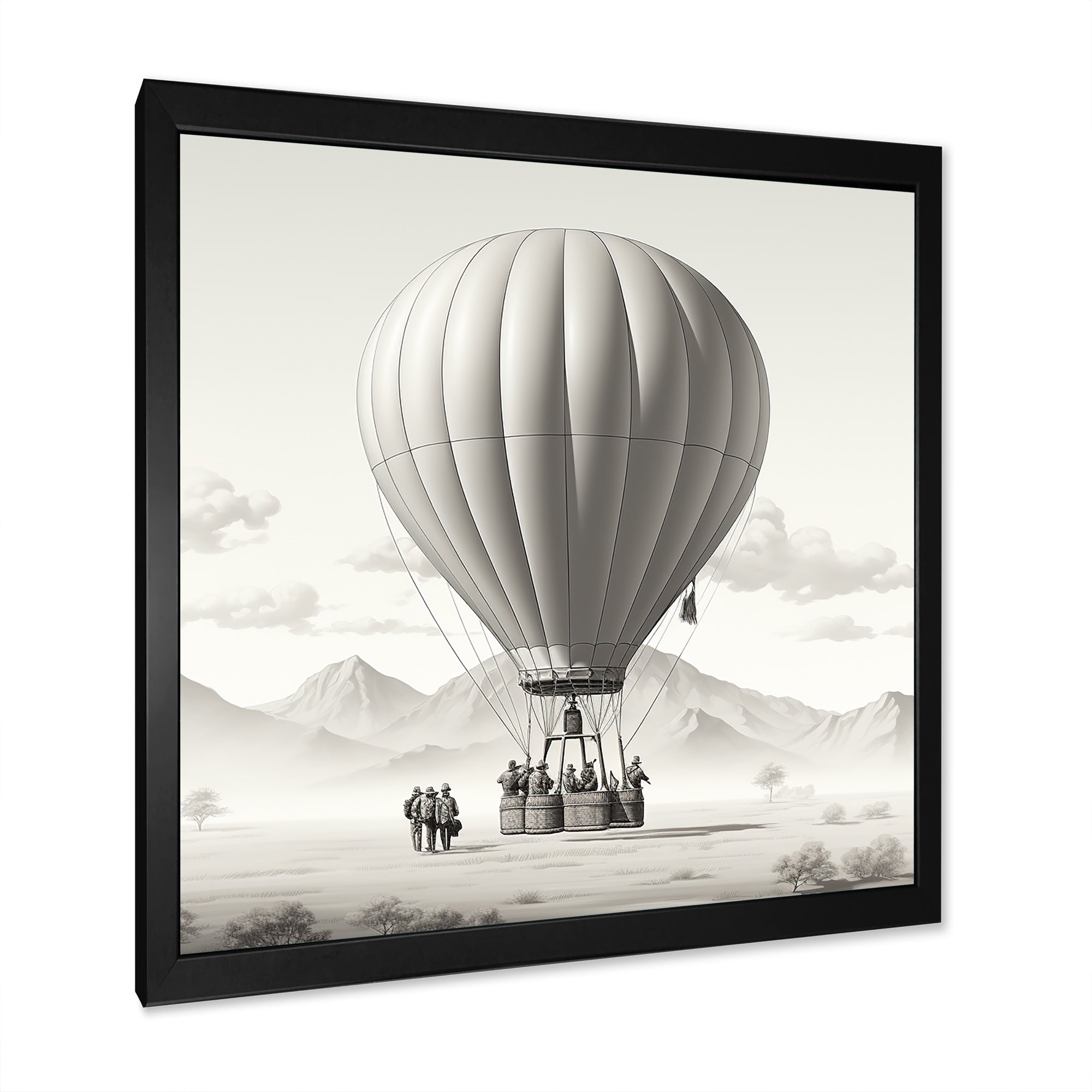 Monochromatic Hot Air Balloon Take Off - Hot Air Balloon Canvas Wall Art