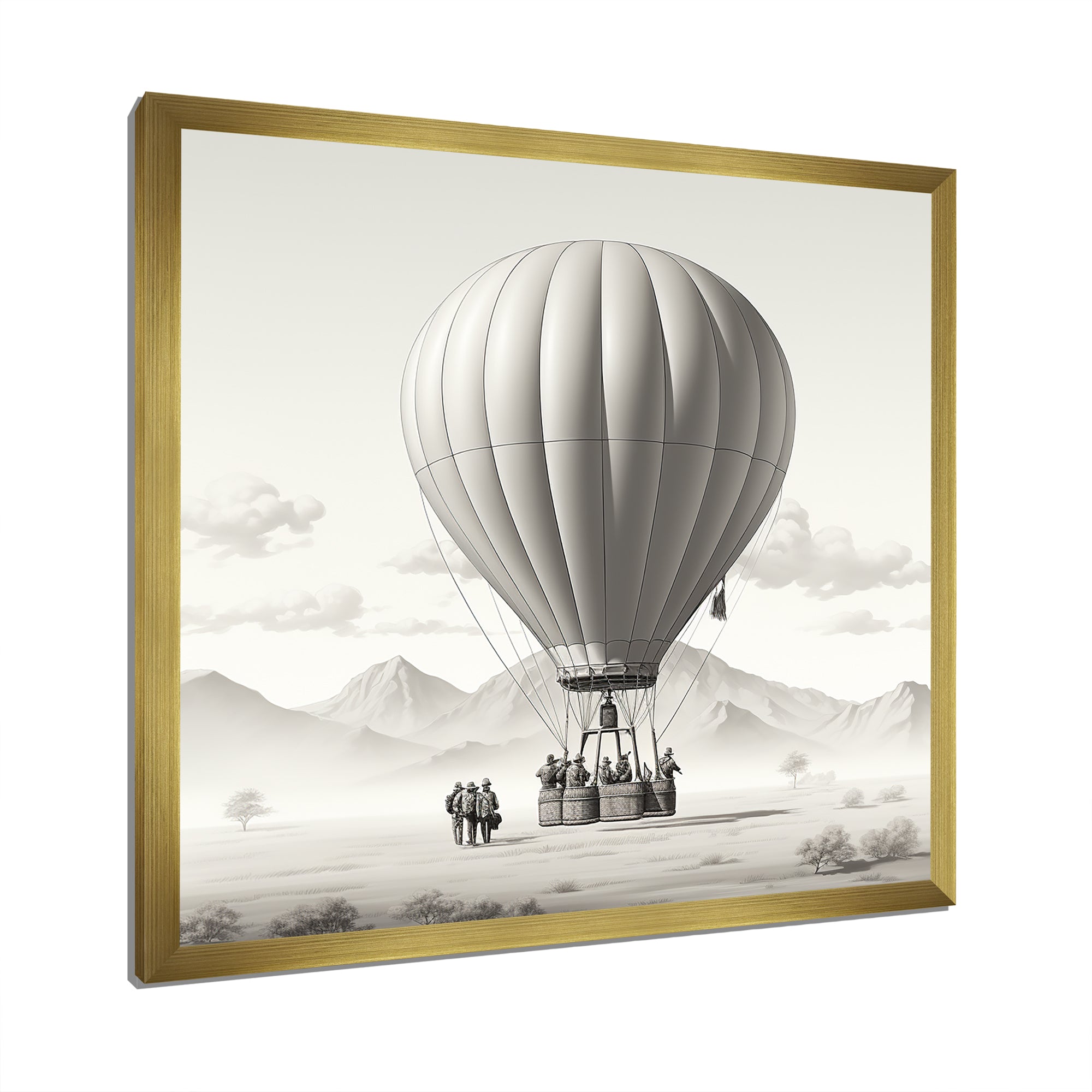 Monochromatic Hot Air Balloon Take Off - Hot Air Balloon Canvas Wall Art