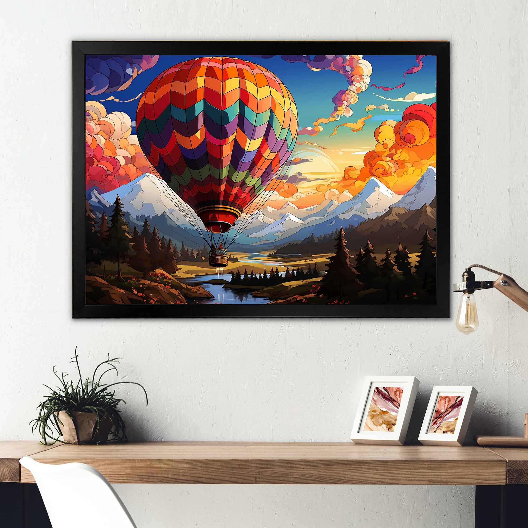 Pop Art Hot Air Balloons Aerial Views - Hot Air Balloon Canvas Wall Art