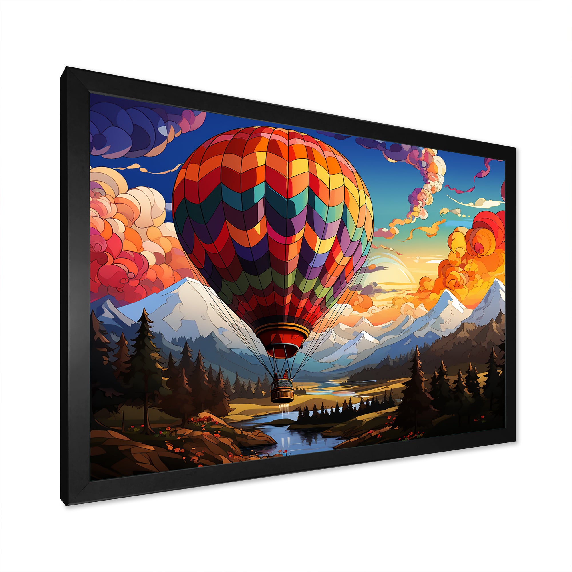 Pop Art Hot Air Balloons Aerial Views - Hot Air Balloon Canvas Wall Art