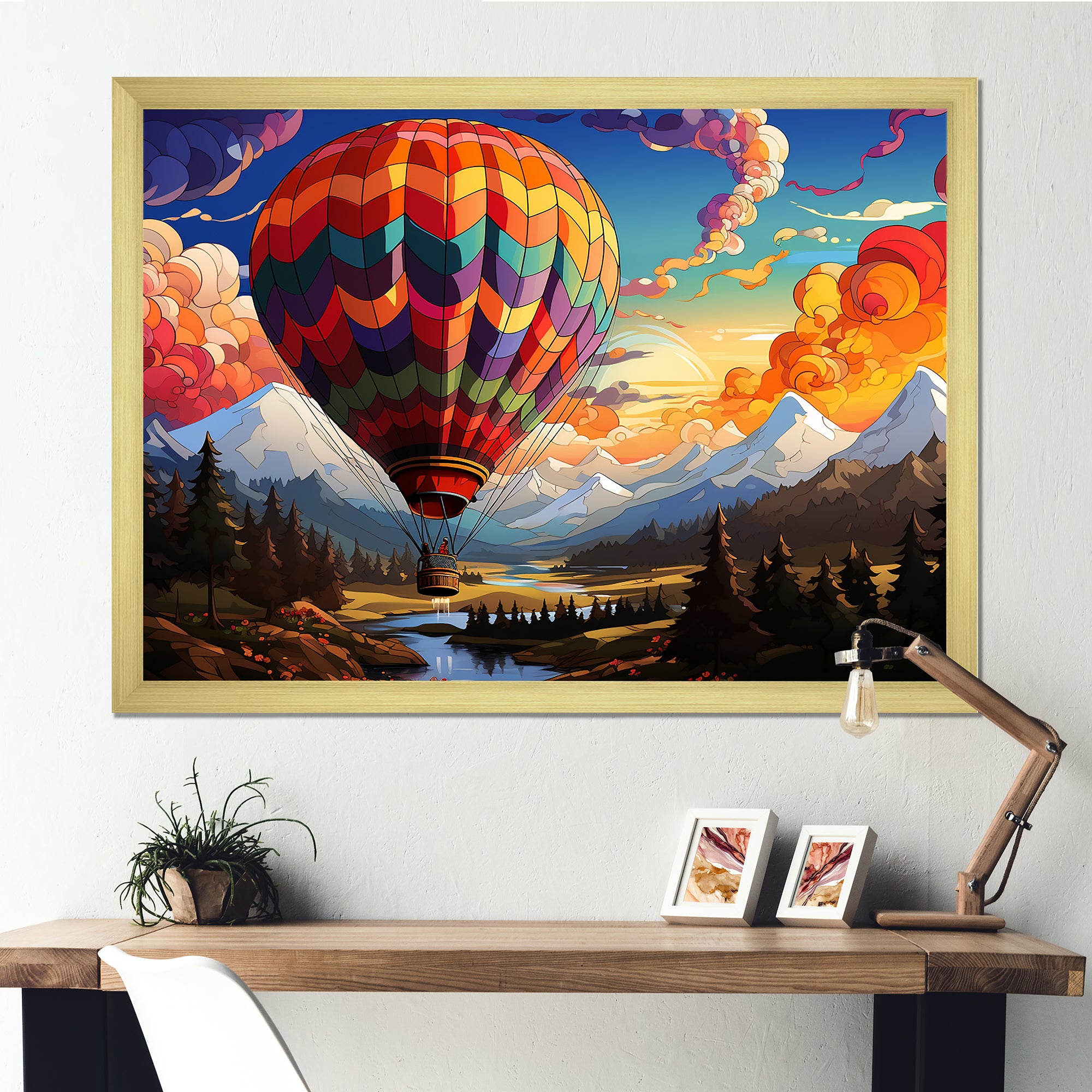 Pop Art Hot Air Balloons Aerial Views - Hot Air Balloon Canvas Wall Art