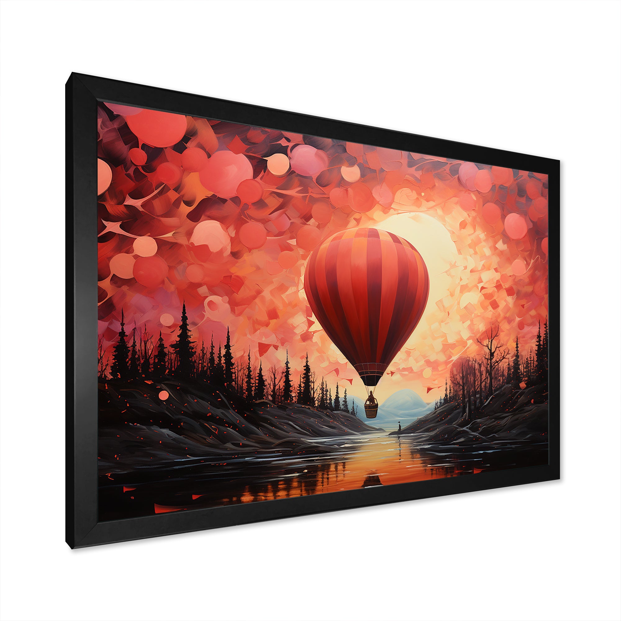 Coral Hot Air Balloons Take Flight - Hot Air Balloon Canvas Wall Art