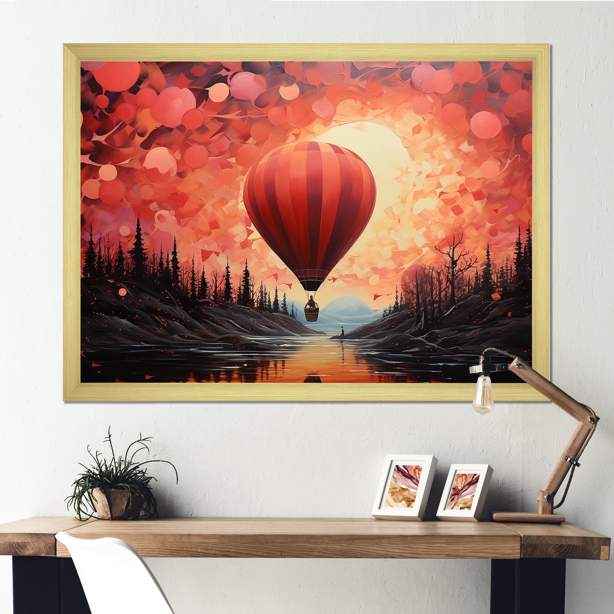 Coral Hot Air Balloons Take Flight - Hot Air Balloon Canvas Wall Art