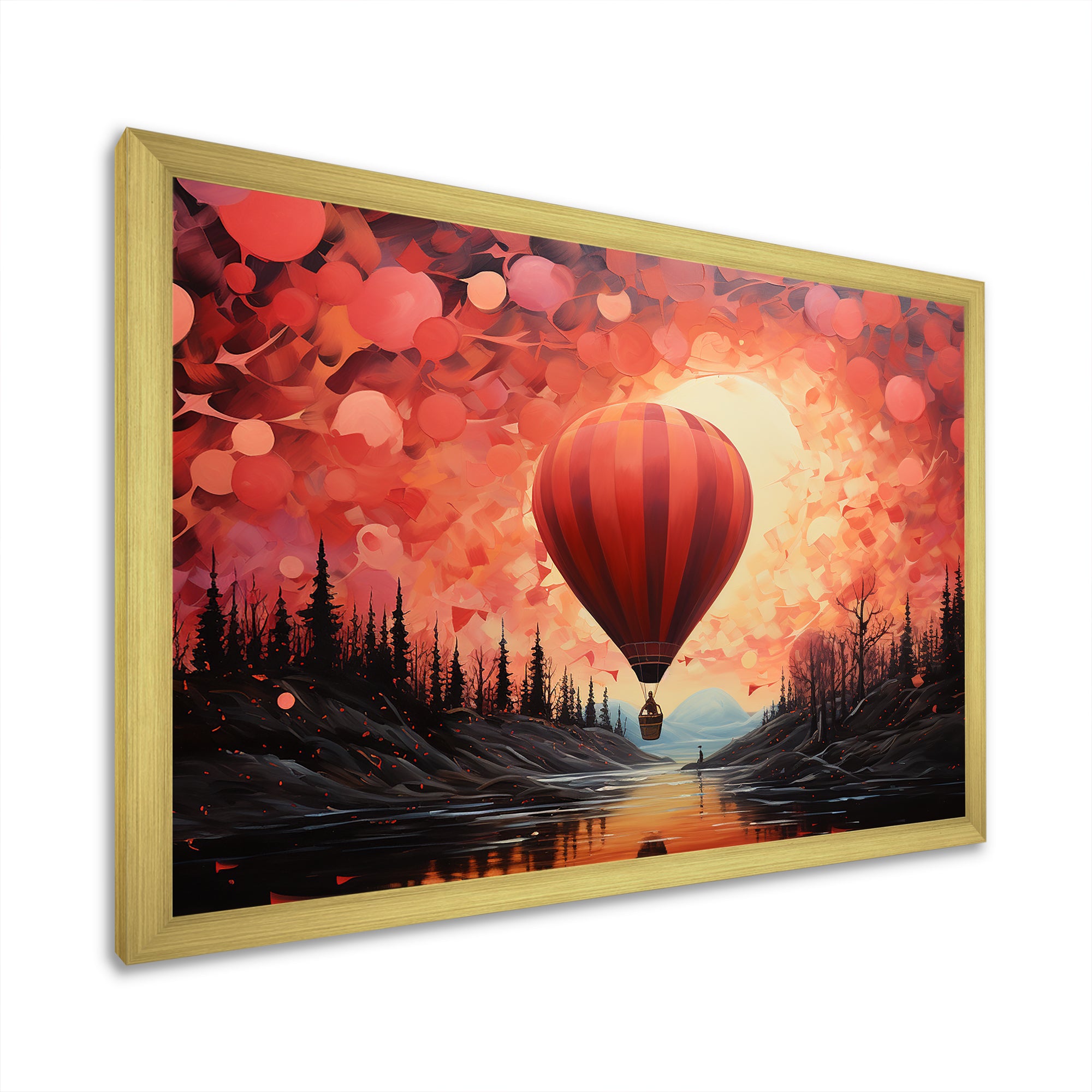 Coral Hot Air Balloons Take Flight - Hot Air Balloon Canvas Wall Art
