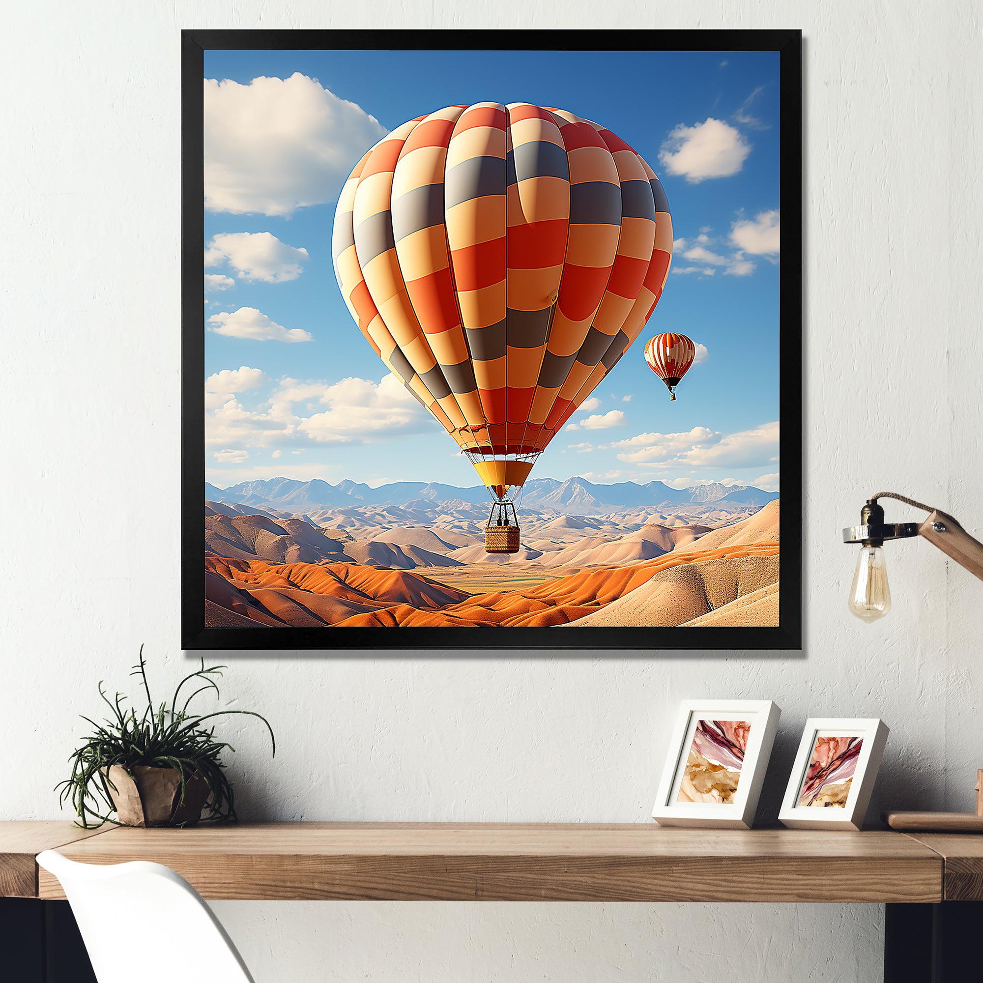 Abstract Colorful Balloon Soaring - Hot Air Balloon Canvas Wall Art