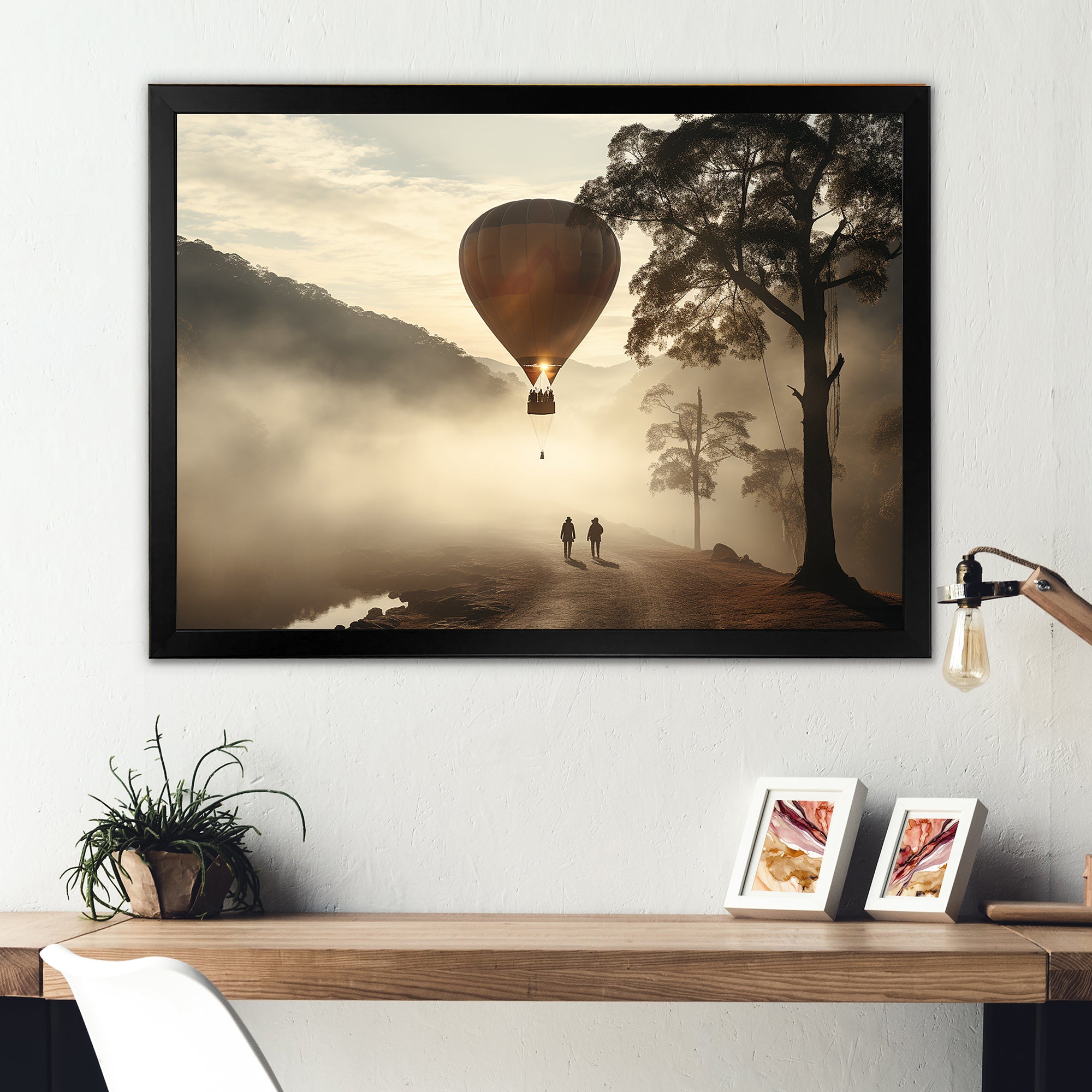 Fog Hot Air Balloon Charm - Hot Air Balloon Canvas Wall Art