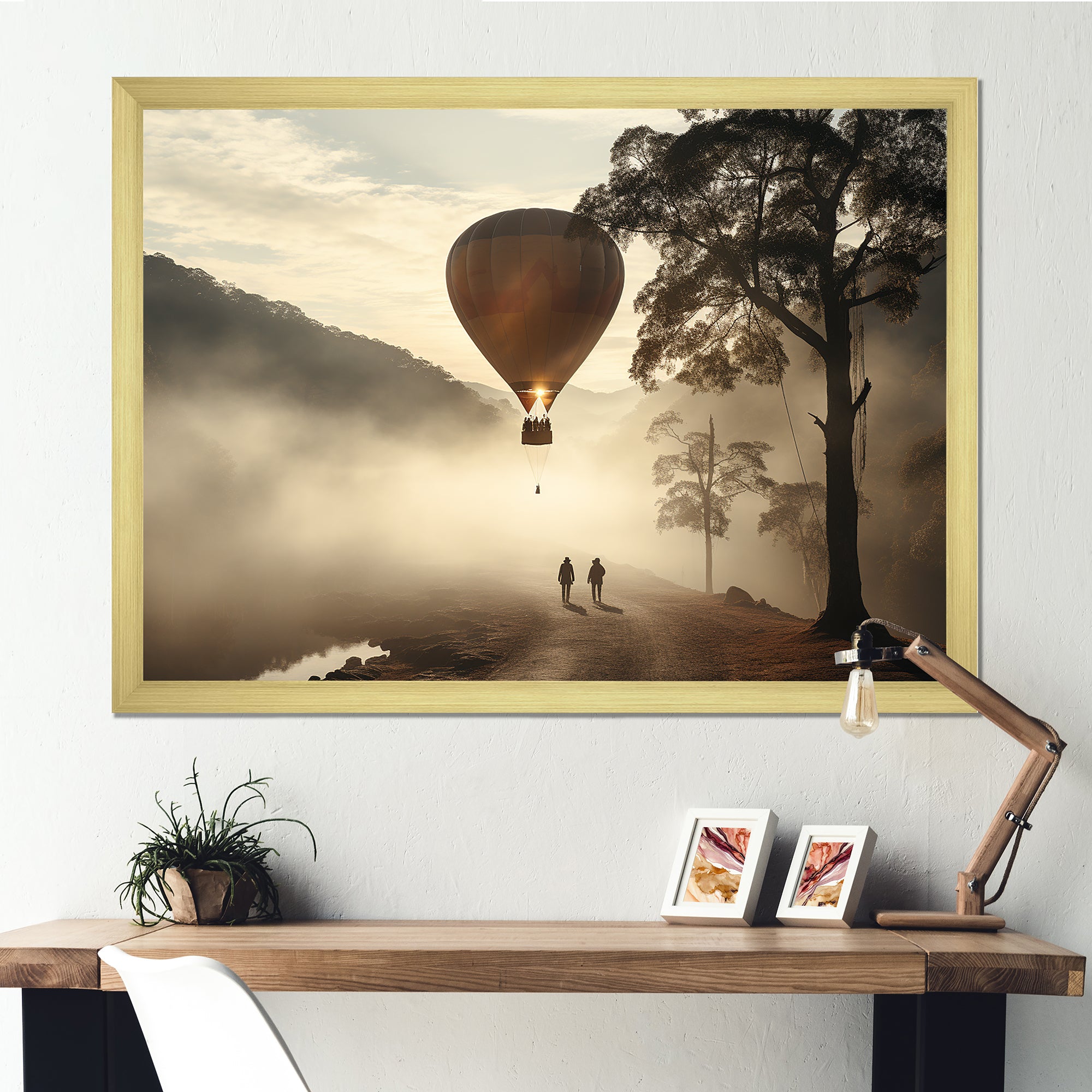 Fog Hot Air Balloon Charm - Hot Air Balloon Canvas Wall Art