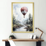 Monochrome Forest Balloon Flight - Hot Air Balloon Canvas Wall Art