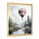 Monochrome Forest Balloon Flight - Hot Air Balloon Canvas Wall Art